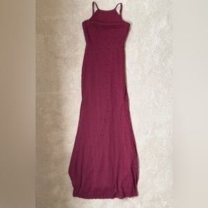 Lulu’s Small Ephemeral Allure Burgundy Lace Maxi Dress